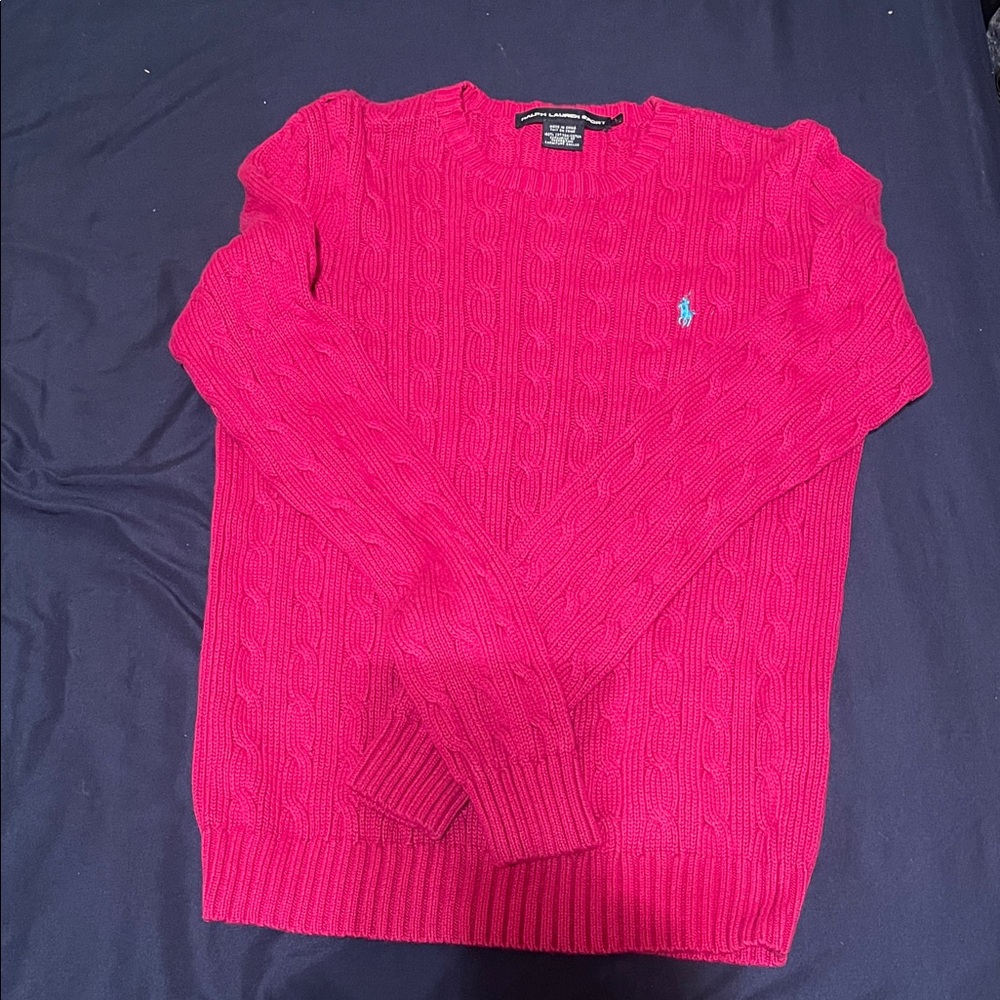 Ralph Lauren Women's Pink Cable Knit Sweater